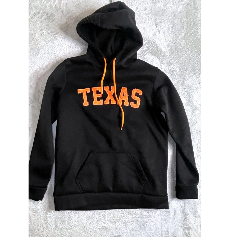 Simply VMM Texas Hoodie Mens Medium Black Orange Applique Fleece Pullover